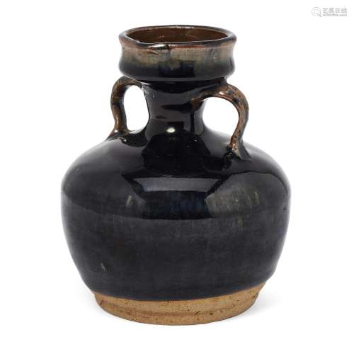 A Chinese Hehan black-glazed twin-handled jar, Song dynasty,...