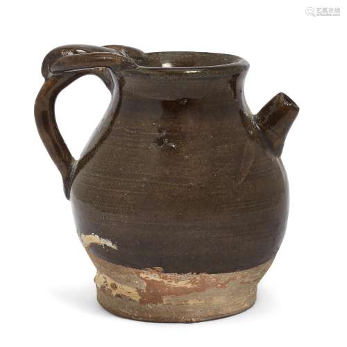 A Chinese small dark olive-glazed stoneware pouring vessel, ...
