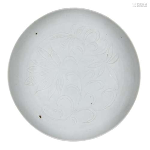 A Chinese porcelain qingbai lotus dish, late Qing dynasty, i...