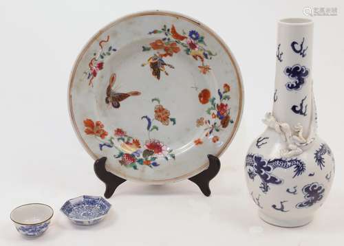 A group of Chinese porcelain, to include: a bottle vase, 19t...