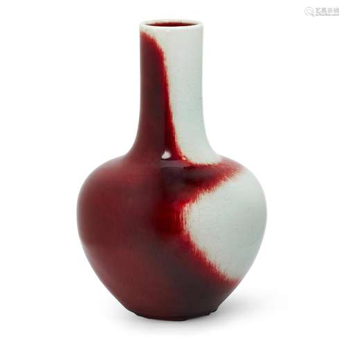 A Chinese monochrome red glazed bottle vase, Republic period...