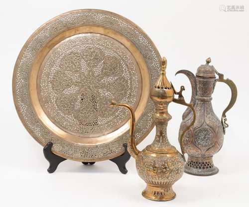 A group of Middle-Eastern copper wares, 20th century, to inc...