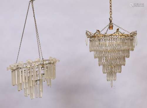 Two basket chandeliers, early 20th century, each with four c...