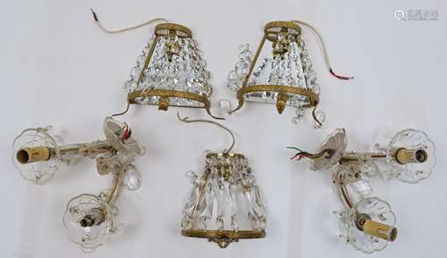 A group of wall lights, 20th century, to include three with ...