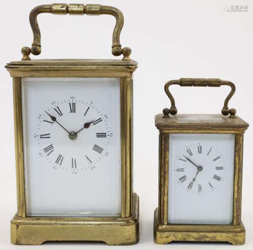 A French brass carriage clock, late 19th / early 20th centur...
