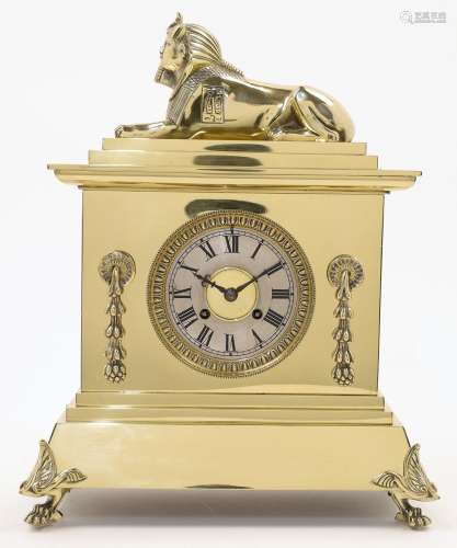 A French brass Egyptian Revival mantel clock, by Achille Bro...