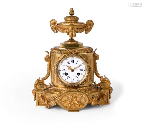 A French gilt-bronze mantel clock, mid-19th century, the cas...