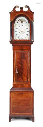 An inlaid mahogany longcase clock, second quarter 19th centu...