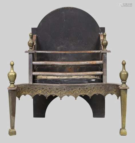 An English brass and steel fire grate, last quarter 19th cen...