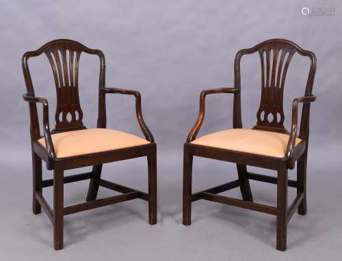 A pair of George III mahogany armchairs, last quarter 18th c...