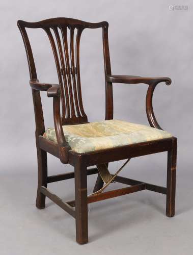 A George II mahogany elbow chair, third quarter 18th century...