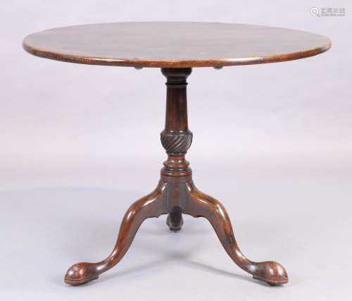 A George III mahogany tilt top table, last quarter 18th cent...