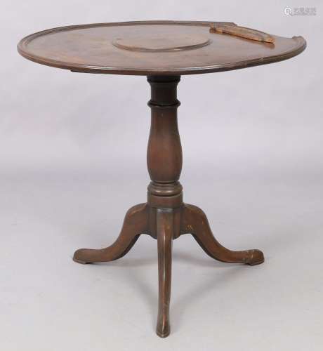 A George III mahogany tilt top tripod table, 72cm high, 79cm...