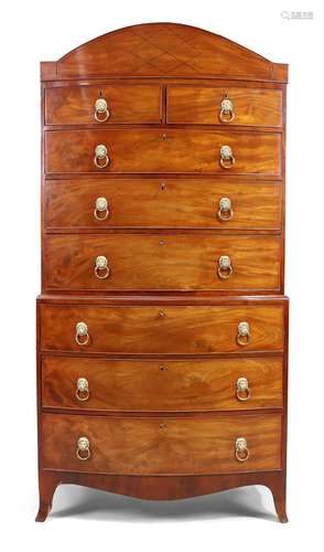 A Regency mahogany bow front chest on chest, first quarter 1...