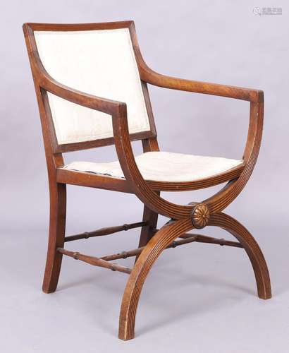 A Regency mahogany X-frame chair, first quarter 19th century...