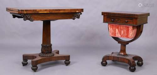 A Victorian rosewood tea table, second quarter 19th century,...