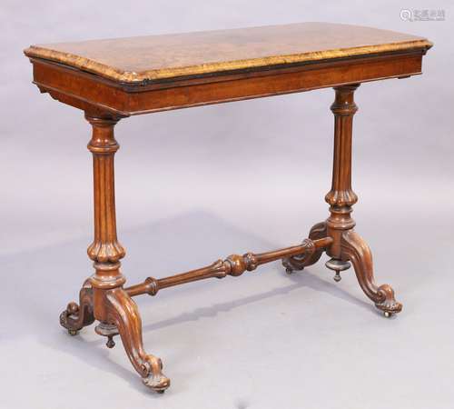 A Victorian burr walnut card table, third quarter 19th centu...