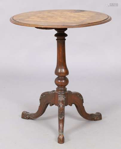 A Victorian walnut chess table, third quarter 19th century, ...