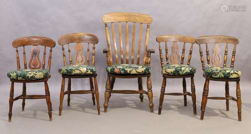 A set of four Victorian oak and elm chairs, last quarter 19t...