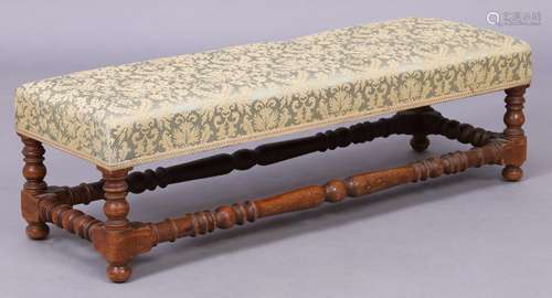 A Victorian walnut rectangular stool, third quarter 19th cen...