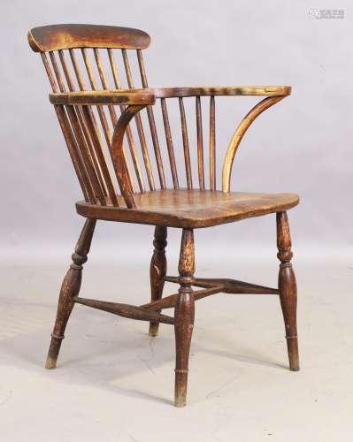 An English ash and elm stick back Windsor chair, 19th centur...