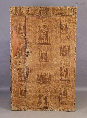 A pine wardrobe, second quarter 20th century, mounted with p...