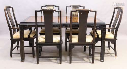 A Chin Hua dining table and six matching chairs by Raymond S...