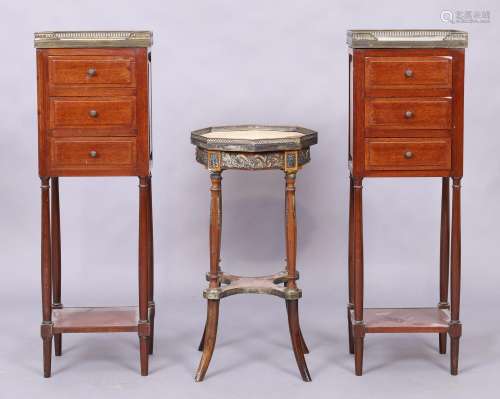 A pair of French mahogany bedside chests, first quarter 20th...