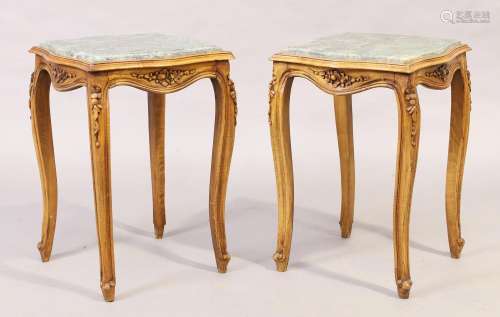 A pair of French beechwood occasional tables, 20th century, ...