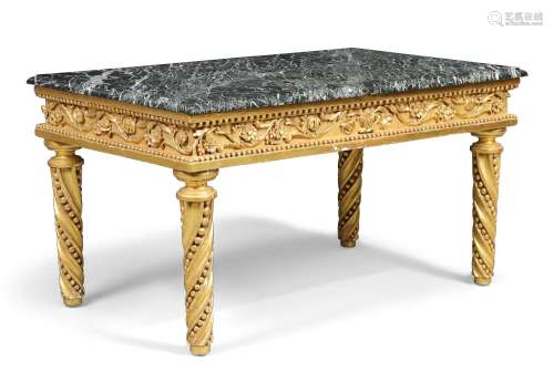 An Italian giltwood rectangular low table, 19th century, wit...