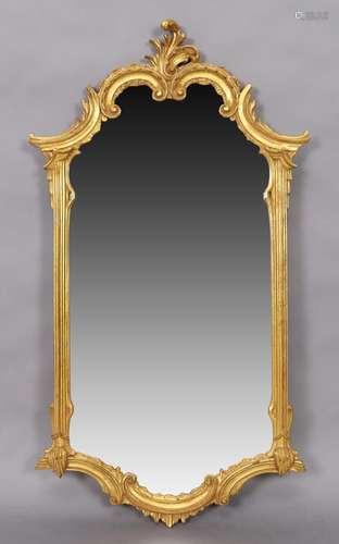 A modern gilt wood mirror, George III style, with C scroll f...