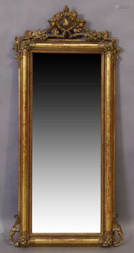 A French giltwood pier mirror, 19th century, the carved cres...