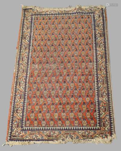 A small Persian Malayer rug, 20th century, repeating paisley...
