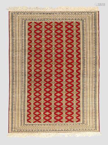 An Afghan Turkmen carpet, the central field with repeating g...