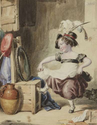 Robert Farrier, British 1796-1879- Dressing Up; pencil and w...
