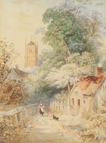 Charles Smith Varley, British 1811-1888- A thatched cottage ...