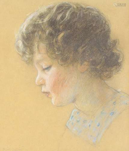 British School, 20th Century- Portrait of a young girl; past...