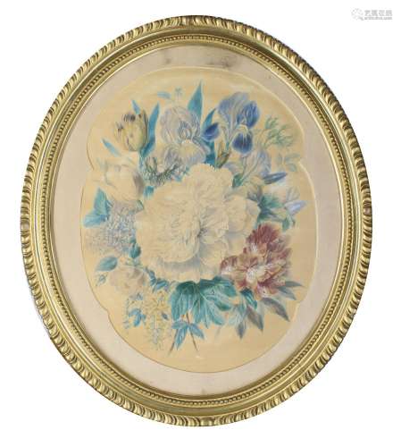 British School, early-mid 19th century- Summer flowers a bou...