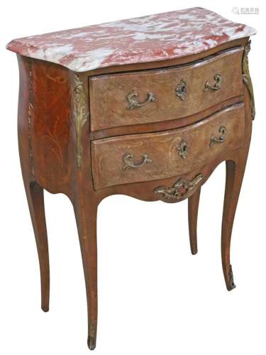 LOUIS XV STYLE MARBLE TOP BEDSIDE COMMODE, 19TH C.