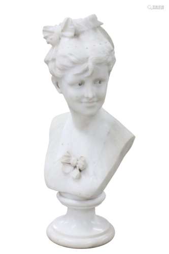 24" MARBLE BUST OF YOUNG GIRL