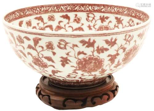 ANTIQUE CHINESE RED UNDERGLAZE PORCELAIN BOWL