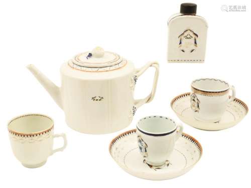 7 PIECE CHINESE EXPORT AMORIAL TEA SERVICE