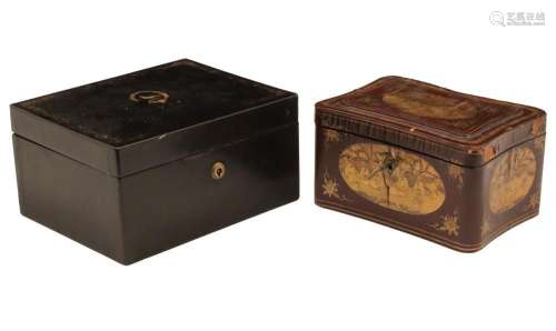 2 GOOD CHINESE EXPORT LACQUER TEA CADDIES
