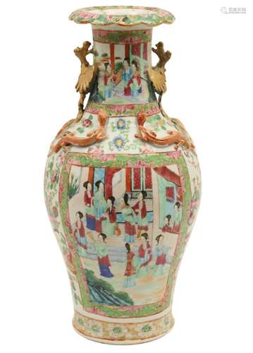 17.5" CHINESE ROSE FAMILLE VASE