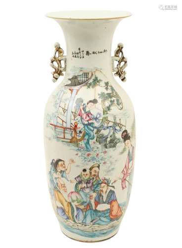 23" ANTIQUE CHINESE FAMILLE PORCELAIN VASE