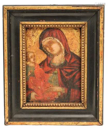 RUSSIAN ICON OF MADONNA AND CHILD