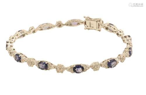 14K WG SAPPHIRE & DIAMOND BRACELET