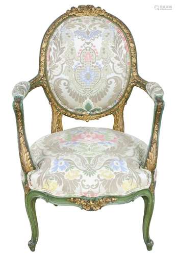 FRENCH LOUIS XV STYLE FAUTEUIL