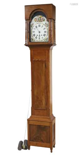 NEW ENGLAND MIXED WOOD PEDDLERS CLOCK, 19THC.