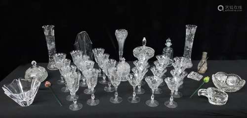 MISC. ESTATE LOT OF CUT & ETCHED CRYSTAL